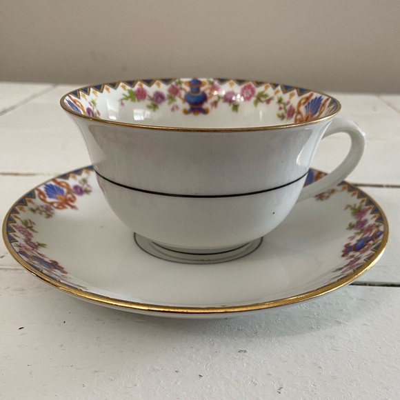 VTG LIMOGES FRANCE TEACUP AND SAUCER IN PATTERN GRR20 - Picture 1 of 12